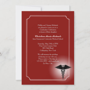 Invitation Caduceus Soins Médicales Crimson Graduation Invita