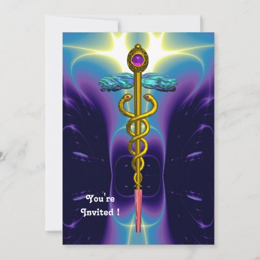 Invitation CADUCUS, or bleu vif, améthyste violet (Devant)