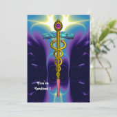 Invitation CADUCUS, or bleu vif, améthyste violet (Debout devant)