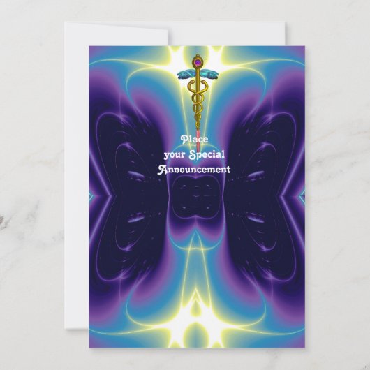 Invitation CADUCUS, or bleu vif, améthyste violet (Dos)