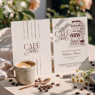 Invitation Café Ancien Bébé Baby Shower à la française