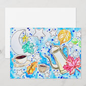 Invitation Café avec l'art des feuilles d'automne (Devant / Derrière)