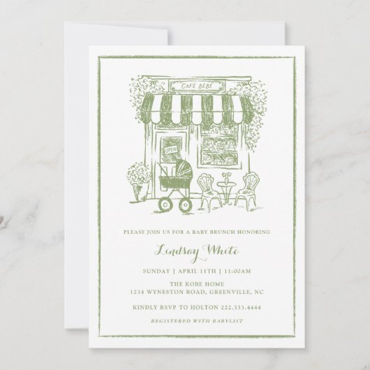Invitation Cafe Bebe Baby Brunch Invite | Baby Shower (Devant)