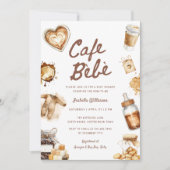 Invitation Cafe Bebe Baby Is Brewing Coffee Brown Baby Shower (Devant)
