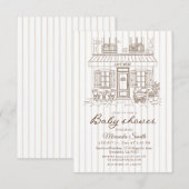 Invitation Cafe Bebe Baby Shower  (Devant / Derrière)