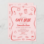 Invitation Cafe Bebe Baby shower (Devant / Derrière)