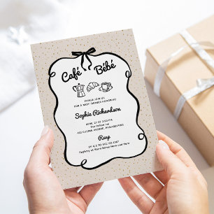 Invitation Cafe Bebe Baby Shower Café Neutre et Noir