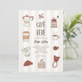 Invitation Cafe Bebe Baby shower neutre pour les femmes Invit (Debout devant)