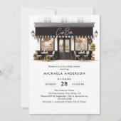 Invitation Café Bébé Baby shower Paris noir et blanc (Devant)