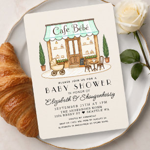 Invitation Café Bébé Baby Shower Parisien Français