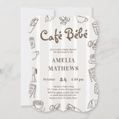 Invitation Café Bébé Brun Rayure Baby Shower (Devant)
