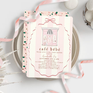 Invitation Café Bébé Café Français Paris Fête Rose Baby Showe
