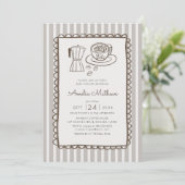 Invitation Café Bébé Caprice Rayures Baby Shower (Debout devant)