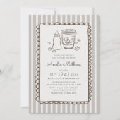 Invitation Café Bébé Caprice Rayures Baby Shower (Devant)
