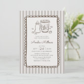 Invitation Café Bébé Caprice Rayures Baby Shower (Debout devant)