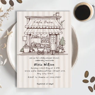 Invitation Cafe Bebe Coffee theme gender neutral Baby shower