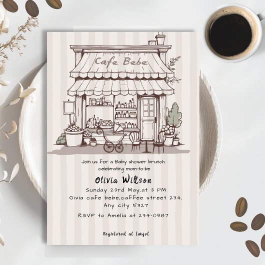 Invitation Cafe Bebe Coffee theme gender neutral Baby shower