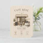 Invitation Cafe bebe fête de bébé mixte marron (Debout devant)