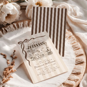 Invitation Cafe Bebe Fete de Naissance Arc-en-ciel Marron Gen