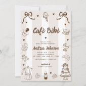 Invitation Café Bébé French Hand Drawn Coffee Baby Shower (Devant)