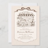 Invitation Cafe Bebe Gender Neutral Elegant Brown Baby Shower (Devant)