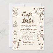 Invitation Cafe Bebe Hand Drawn Coffee Baby Shower (Devant)