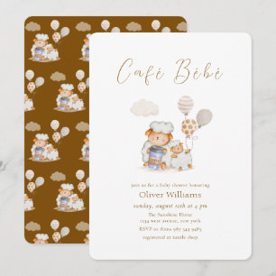 Invitation Café Bébé Maman Mouton  Ballon Café Baby shower