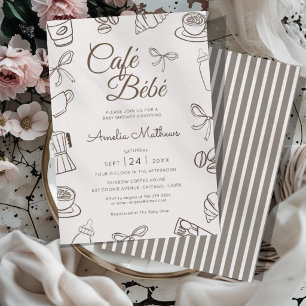 Invitation Cafe Bebe Marron Arc Baby Shower