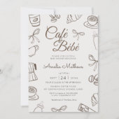 Invitation Cafe Bebe Marron Arc Baby Shower  (Devant)