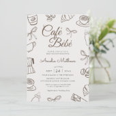 Invitation Cafe Bebe Marron Arc Baby Shower  (Debout devant)