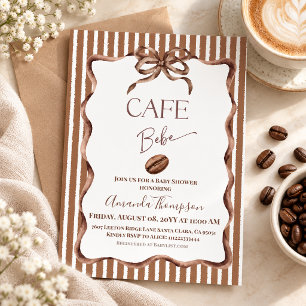 Invitation Cafe Bebe Marron Arc-en-Ciel Café Baby Shower