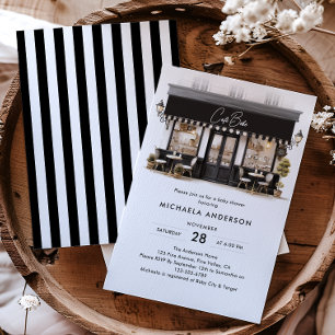 Invitation Café Bébé Noir et Blanc Paris Baby Shower