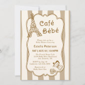 Invitation Cafe Bebe Parisian Coffee Shop Themed Baby Shower (Devant)