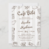 Invitation Cafe Bebe Rayure Baby Shower (Devant)