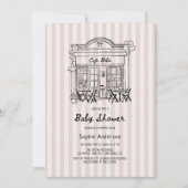 Invitation Café Bebe Rose  Baby shower (Devant)