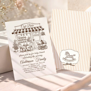 Invitation Cafe Branché Bebe Salon de Thé Café Baby Shower