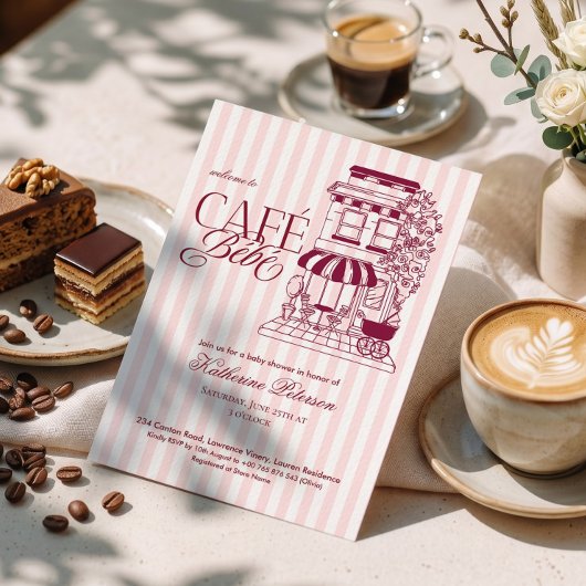 Invitation Café Chic Parisien Bébé Fête de Naissance Bébé Fra