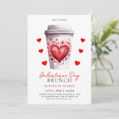 Invitation Café de coeur moderne Valentines Galentines (Debout devant)