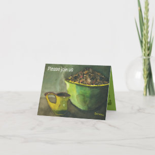 Invitation Café du matin avec bol de haricots de café (aquare