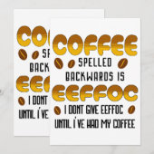Invitation Café épelé vers l'arrière Amateur de café (Devant / Derrière)
