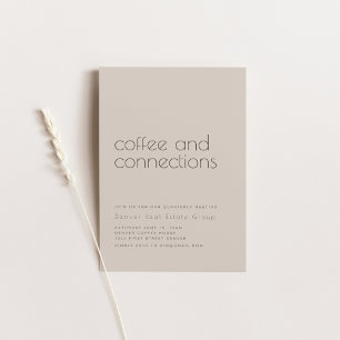 Invitation Café et connexions Simple Beige Business