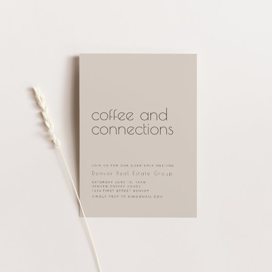 Invitation Café et connexions Simple Beige Business