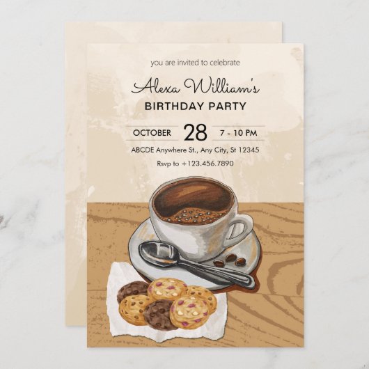 Invitation Café et cookies (Devant / Derrière)