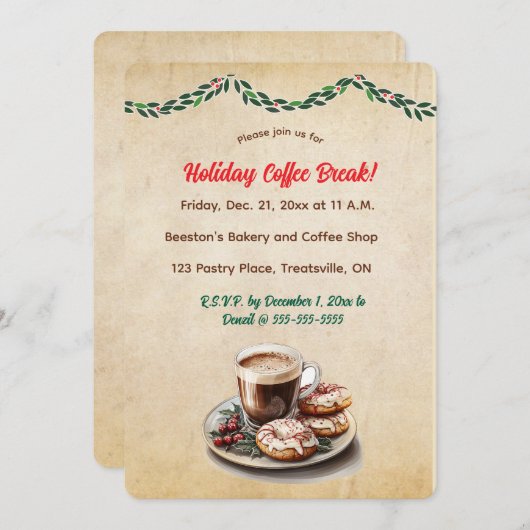 Invitation Café et Donuts modifiables (Devant / Derrière)