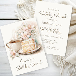 Invitation Café et gâteau 18e anniversaire Brunch
