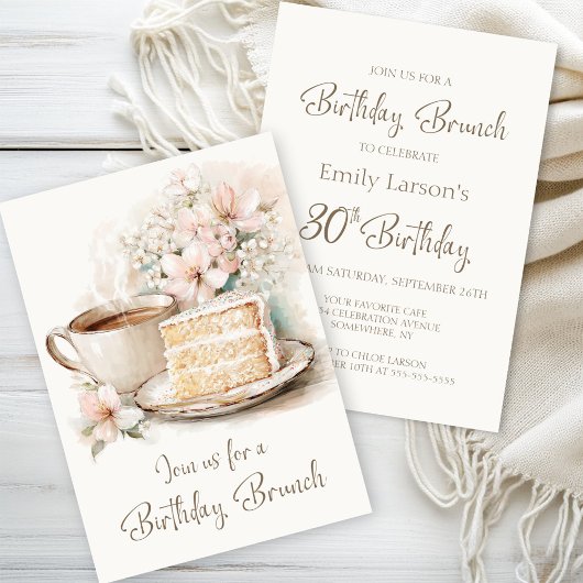 Invitation Café et gâteau 30e anniversaire Brunch