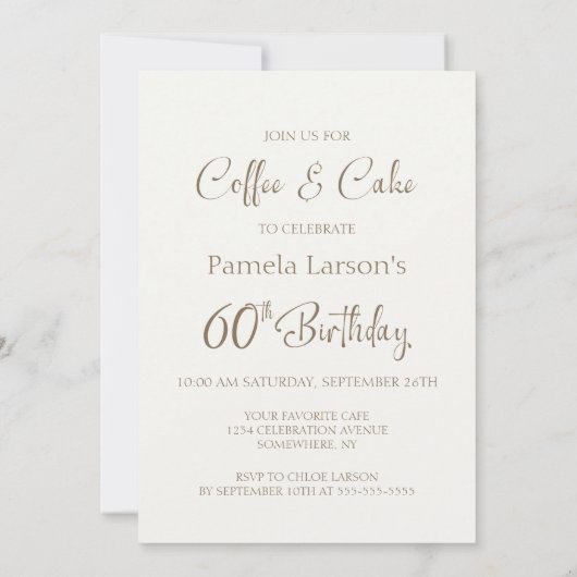 Invitation Café et gâteau 60e anniversaire (Dos)