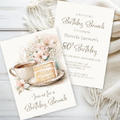 Invitation Café et gâteau Brunch 80e anniversaire