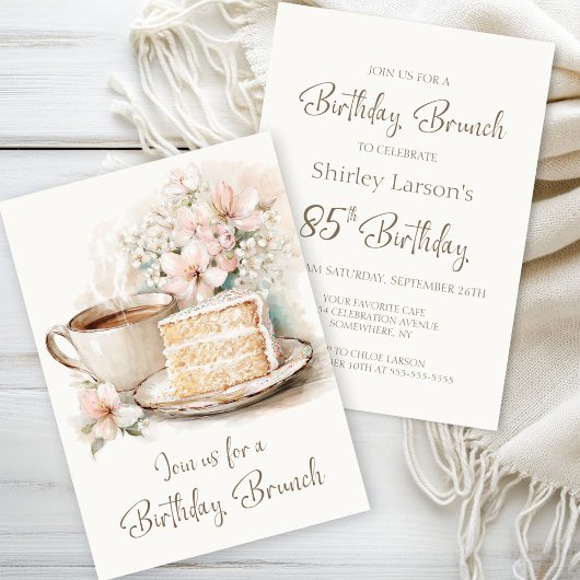 Invitation Café et gâteau Brunch 85e anniversaire