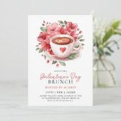 Invitation Café floral moderne Valentines Galentines Brunch (Debout devant)